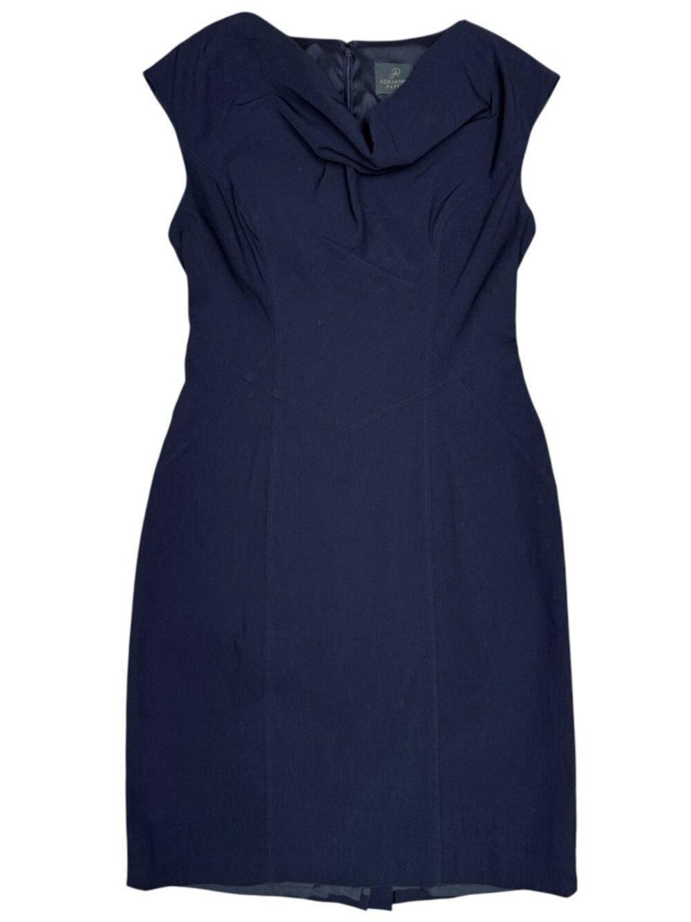 ADRIANNA PAPPEL Women's EUC Cowl Neck Sheath Dress Navy | Size 10